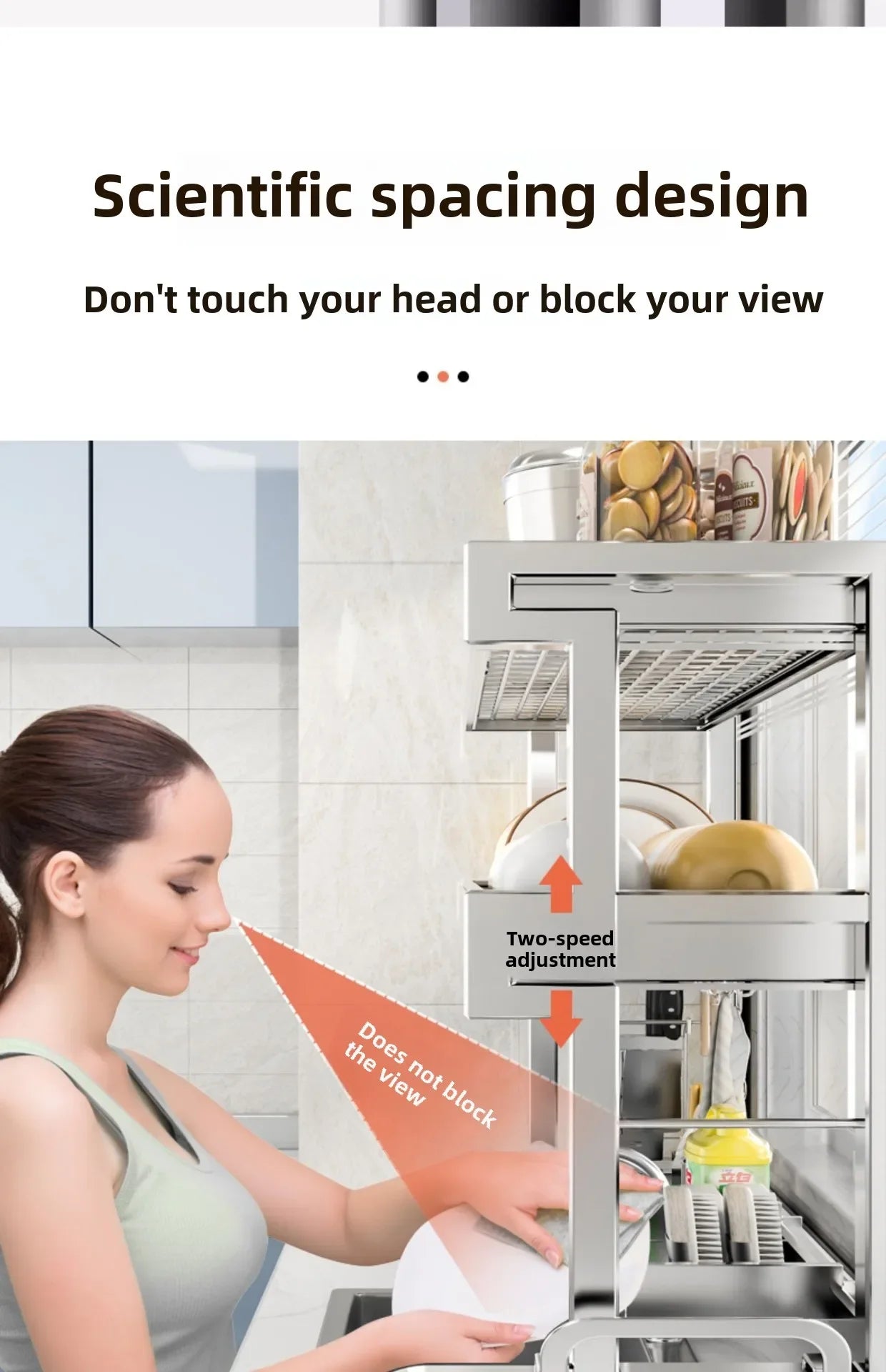 304 Stainless Steel Sink Storage Rack 2 Layers Kitchen Shelf Multifunctional Bowl Dish Drain Basket Space Saving Organize Shelf
