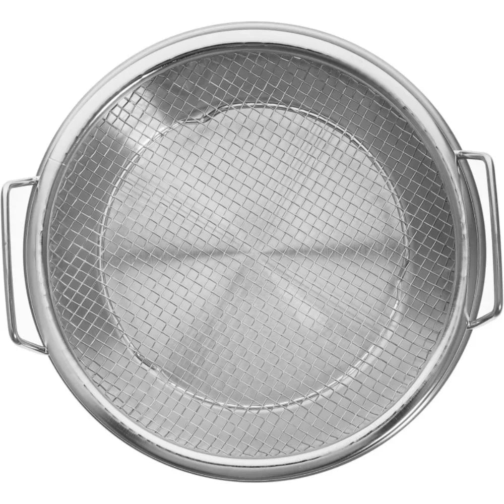Heavy Duty Stainless Steel Frying Rack with Tray, Foldable Metal Mesh Basket for Oil Draining, Dishwasher Safe