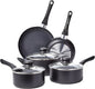 Ceramic Non-Stick Cookware 8-Piece Set with Cool-Touch Handles and Spiral Bottom for Even Heating