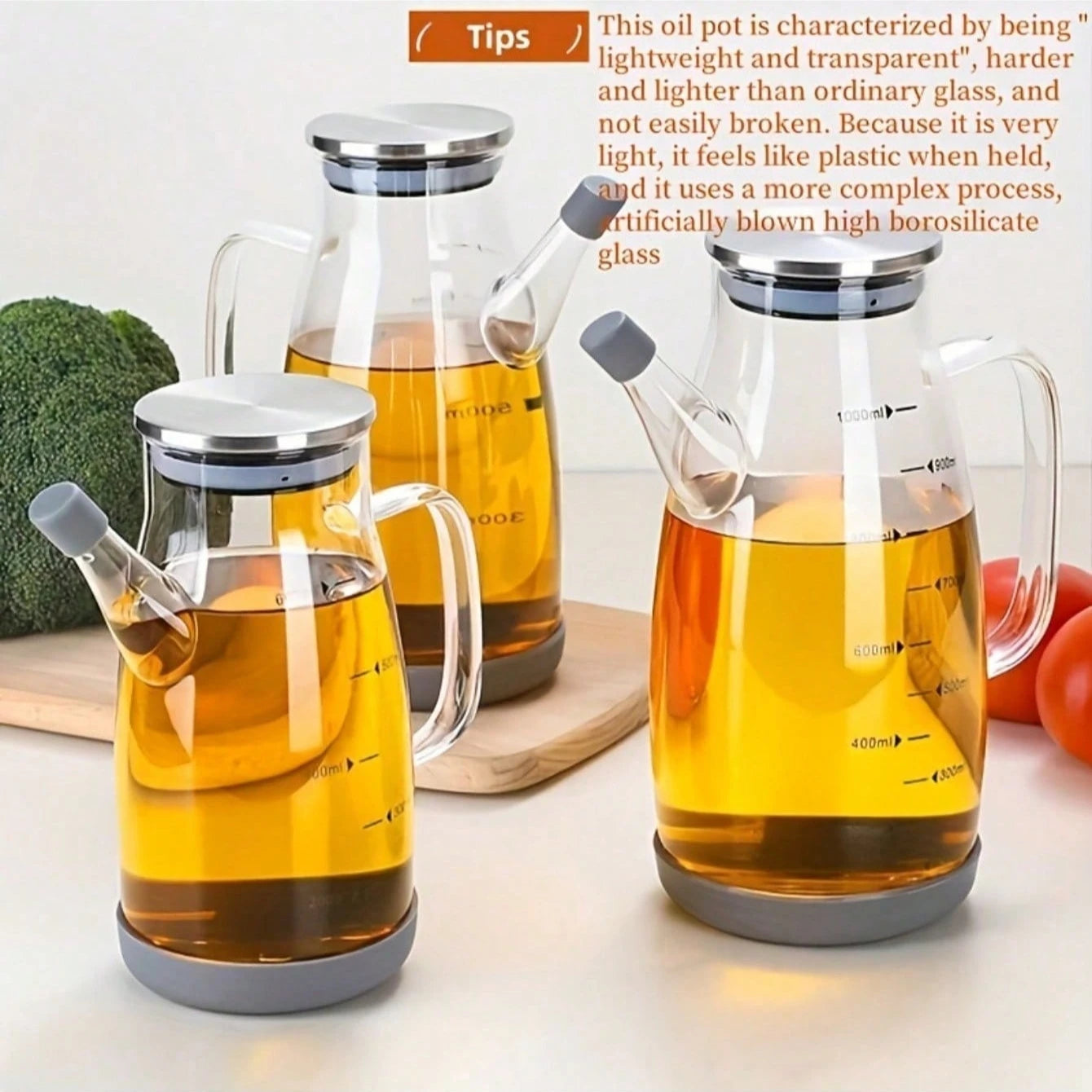 Borosilicate Glass Fuel Pumps - High-Temperature Durable, Leak-Proof Kitchen Glass Oil Bottles with Non-Drip Spouts