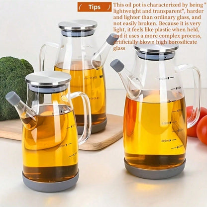 Borosilicate Glass Fuel Pumps - High-Temperature Durable, Leak-Proof Kitchen Glass Oil Bottles with Non-Drip Spouts
