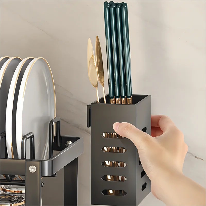 Stainless Steel Dish Drying Rack Adjustable Kitchen Plates Organizer with Drainboard Over Sink Plate Drainer Storage Organizer