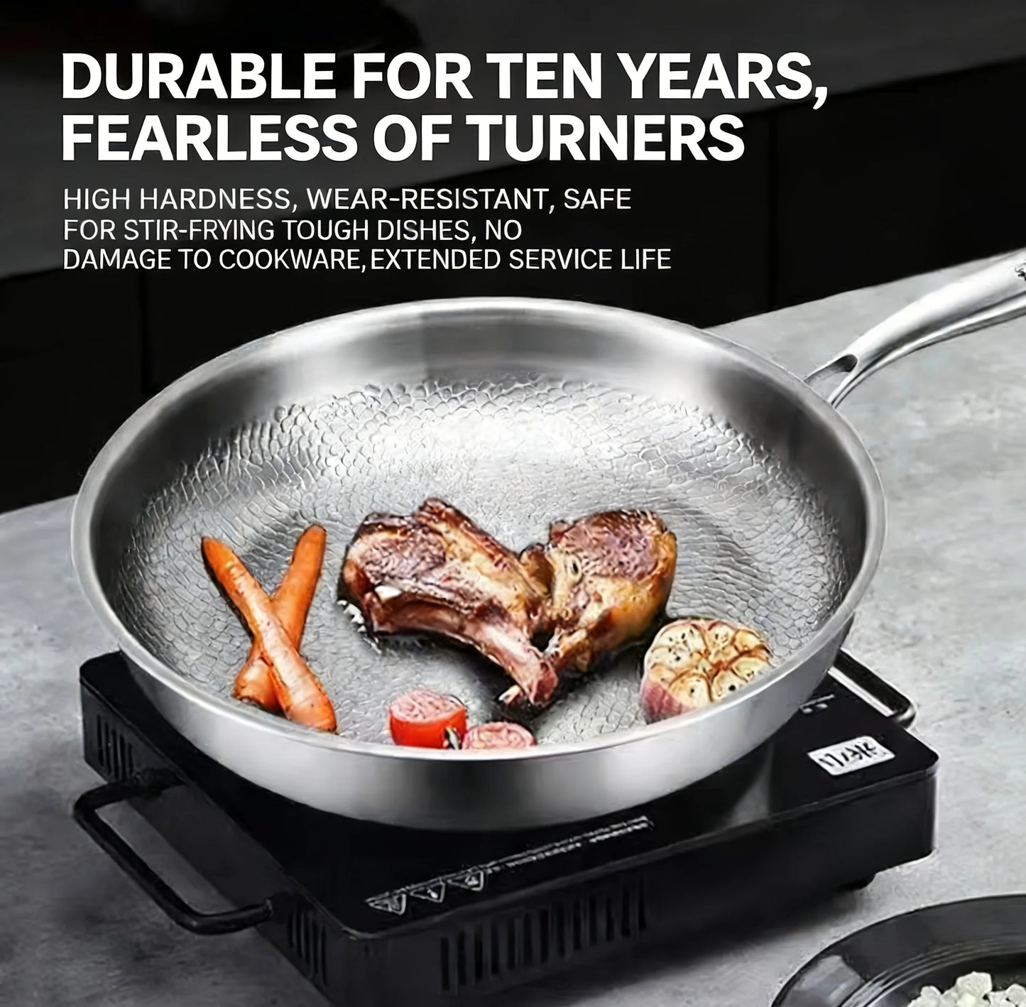High-end Hammer-patterned Titanium Golden Frying Pan with Lid, Multiple Specifications Of Titanium Golden Hammer, Super Durable