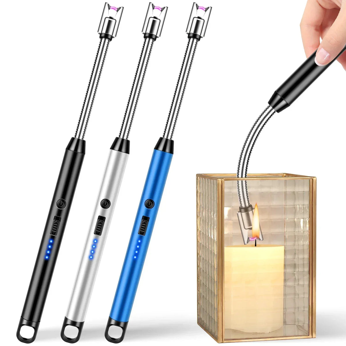 Home Kitchen Gas Stove Candles Outdoor BBQ Igniter, Rechargeable USB Windproof Lighter Smoking Accessories, Lighters Smoking