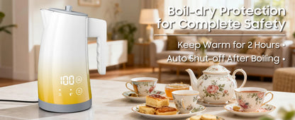 Fashome Electric Water Kettle with 5-Temperature Control 1.25L Auto Shut-Off Stainless Steel Coffee Tea Pot kitchen gadgets