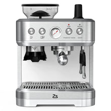 Espresso Machine with Milk Frother and Grinder, 15 Bar Automatic Espresso Coffee Machine All In One Coffee Maker with Italian ULKA Pump, 2.5L Water Tank, Brushed Stainless Steel for Home Office