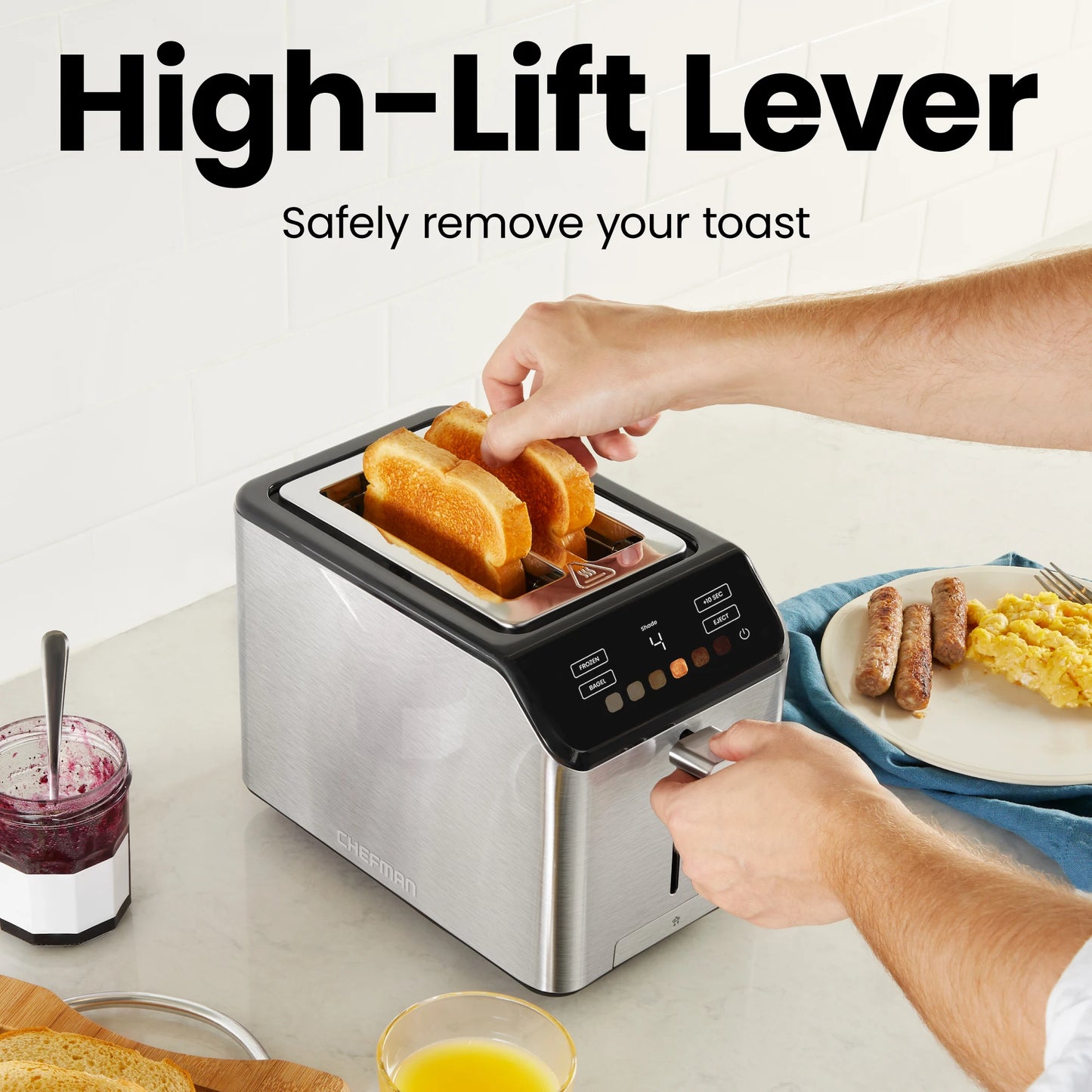 Smart Touch 2 Slice Digital Toaster with 6 Touchscreen Shade Settings – Stainless Steel