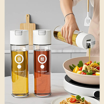 Transparent Glass Olive Oil Bottle Leak Proof Kitchen Seasoning Soy Sauce Vinegar Multifunctional Durable Storage Bottle 500ml