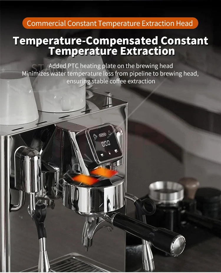 Professional Commercial Semi-Automatic Electric 15 Bar Stainless Steel Vibration Pump Brew System Espresso Machine for Hotel