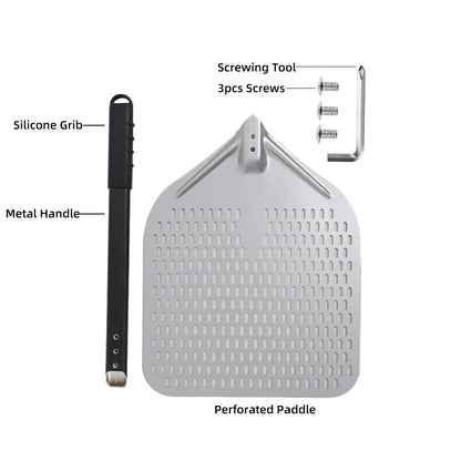 10 12 13 14 Inch Big Pizza Perforated Shovel Paddle Short/Long Handle for Oven Turning Peel Kitchen Utensils Pizza Baking Tools
