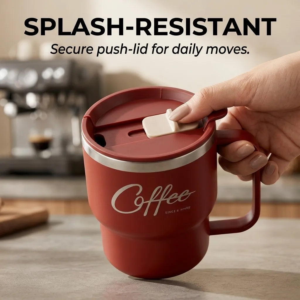 Sealed Thermal Water Cup With Handle Portable 304 Stainless Steel Double Insulated Coffee Mug Travel Office Milk Coffee Cup