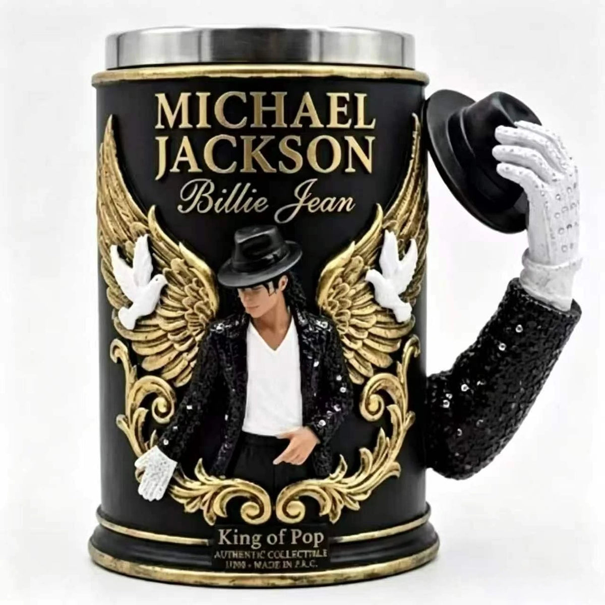 300ml Michael Jackson Beer Mug 304 Stainless Steel Liner Premium Resin Exterior Cup