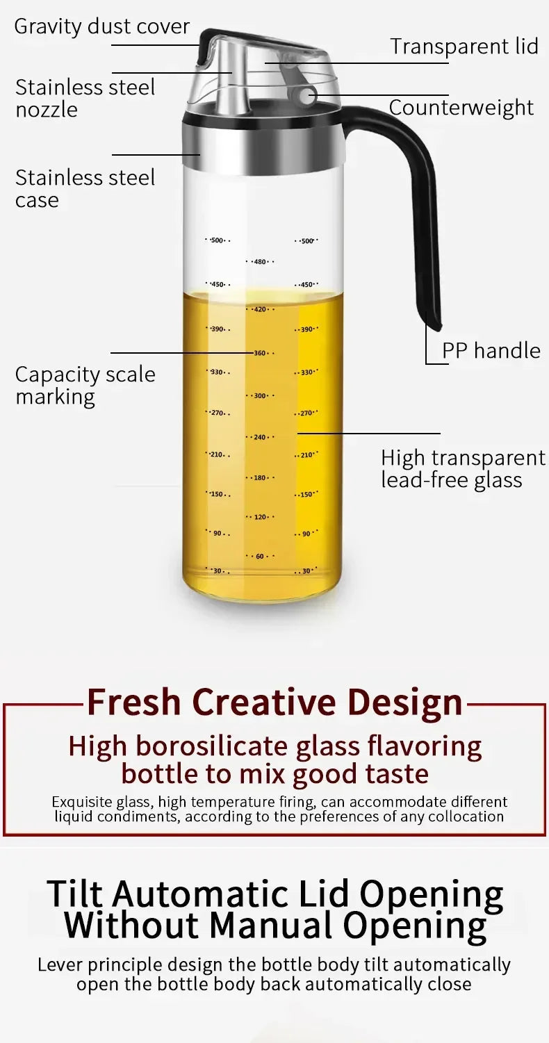 2PCS Oil Dispenser Sauce Bottle Glass Storage Bottles Spice Glass Oil Spray Vinegar Cooking Seasoning Bottle  Kitchen Tools