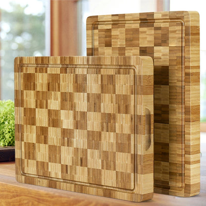 Large Bamboo Cutting Board Kitchen Chopping Block Butcher Board for Meat Fruit Vegetables Thick Chopping Board With Juice Groove