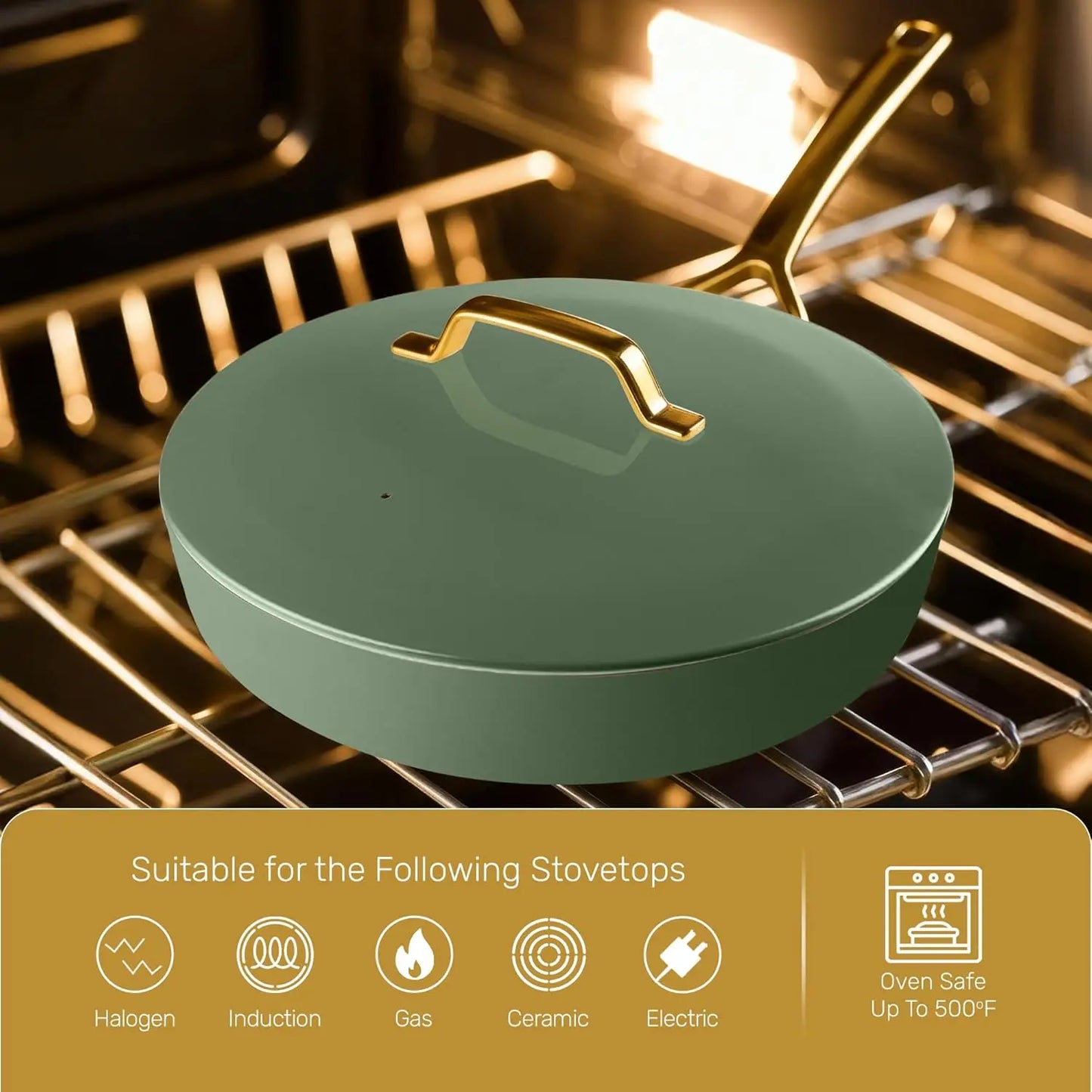 11 Pc Ceramic Cookware Set with Nonstick Coating, Induction Ready Pots and Pans with Steamer