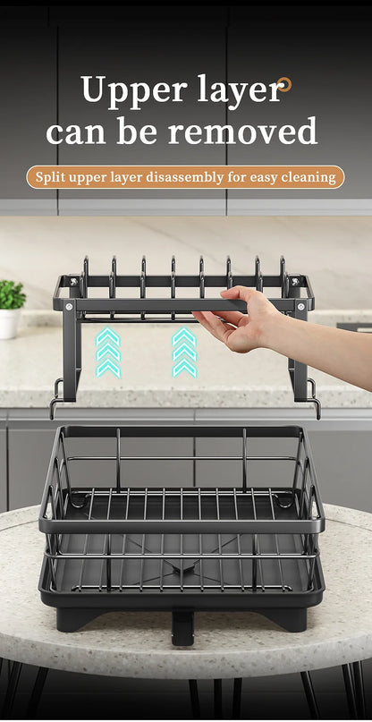 Dish Drying Rack Kitchen Adjustable Stainless Steel Cutting Board Organizer Dish Bowl Drainer Storage Rack Kitchen Utensils