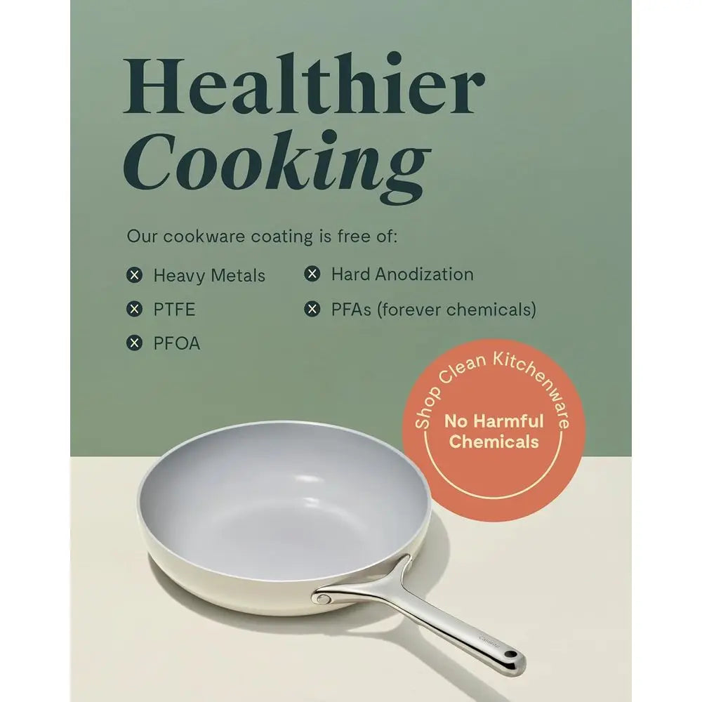 Non-Toxic 2.7 Qt Nonstick Frying Pan with Glass Lid, Oven Safe, Suitable for All Stovetops