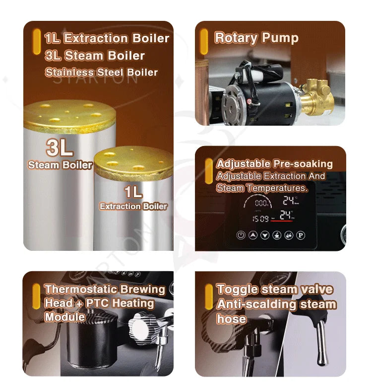 Italian 9 Bar Espresso Coffee Maker Electric Cappucmachine With Milk for Hotels