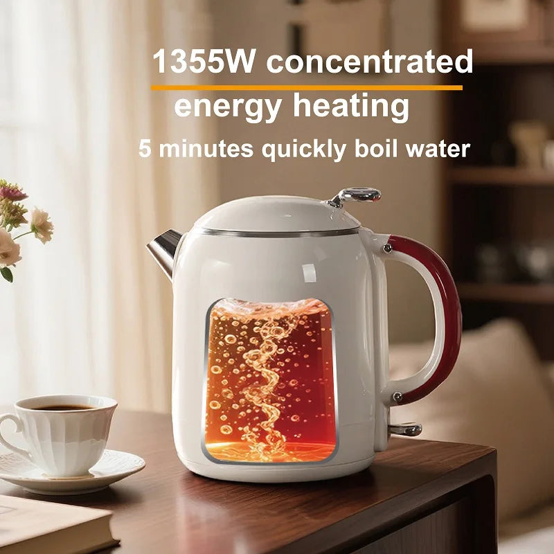 1355W Electric Kettle Portable 304 Stainless Steel Quick Boiling Kettle Teapot Home Thermos Kettle Automatic Power-Off 1000ml