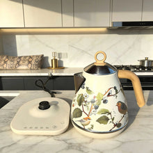 1.7L Retro Decal Electric Kettle Wood Grain Handle 304 Stainless Steel Temperature Control Teapot Home Auto Keep Warm Kettle