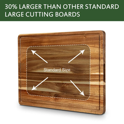 Acacia Wood Cutting Board 24x18 inch, Butcher Block Cutting Board with Handle Juice Groove for Kitchen, Extra Large Charcuterie Boards Chopping Board