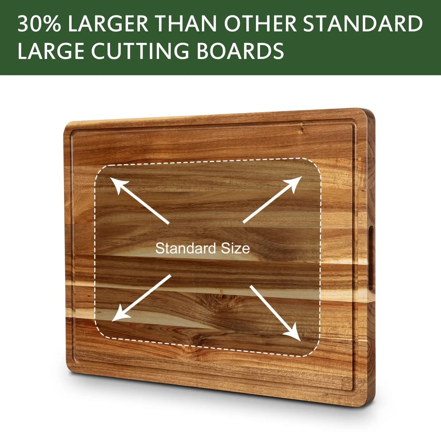 Acacia Wood Cutting Board 24x18 inch, Butcher Block Cutting Board with Handle Juice Groove for Kitchen, Extra Large Charcuterie Boards Chopping Board