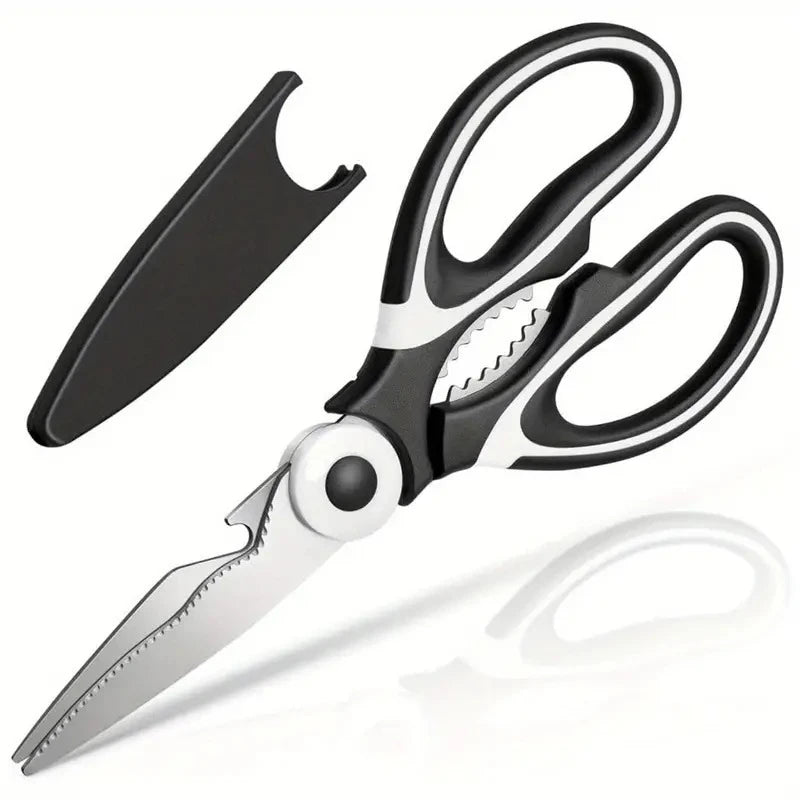 Multifunctional Stainless Steel Kitchen Scissors Heavy Duty for Cutting Bones Vegetables Opening Bottles Cracking Nuts