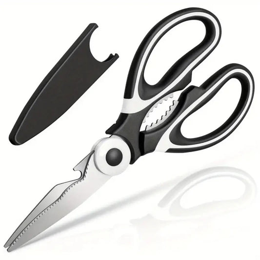 Multifunctional Stainless Steel Kitchen Scissors Heavy Duty for Cutting Bones Vegetables Opening Bottles Cracking Nuts