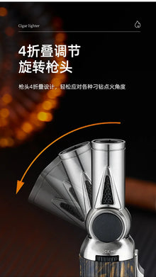 JOBON Folding High Power Spray Gun Windproof Jet Blue Flame Butane Gas Torch Lighter Safety Lock Switch Portable Cigar Lighters