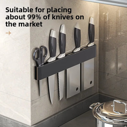 Wall-Mounted Kitchen Knife Holder No Punching Stainless Steel Storage Rack for Home Use 304 Steel Knife Insertion Rack