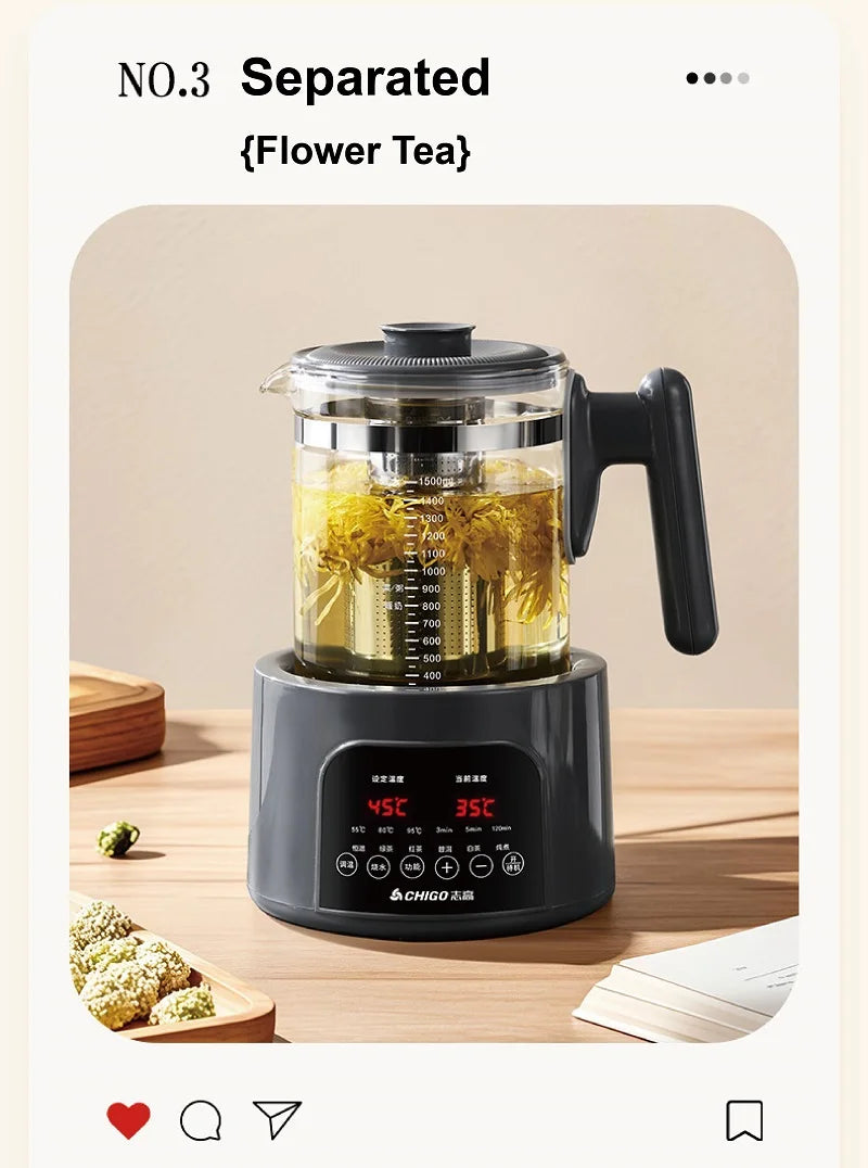 220V Health Kettle Temperature Control Pu'er Steam Teapot Baby 72h Constant Temperature Glass Milk Pot 1.5L Electric Kettle