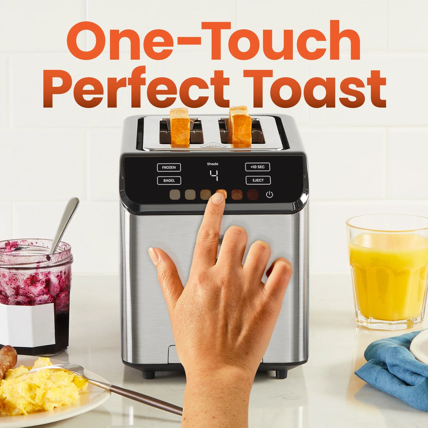 Smart Touch 2 Slice Digital Toaster with 6 Touchscreen Shade Settings – Stainless Steel