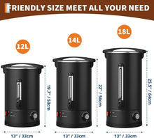 Tacleekii 12L 14L 18L Commercial Double Wall Coffee Maker 80 Cups-120 Cups Hot Water Urn Large Capacity Large Capacity Hot Coffee & Water Urn for Wedding, Buffet, Catering, Office, Black Finish