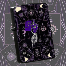 Mystical Tarot Astrology Themed Pocket Lighter, Occult Celestial Esoteric Aesthetic Portable Igniter, Stylish Dark Art Creative Accessory For Daily Use, Rituals, Gifting And Any Scenes, Unique Divination Pattern Exquisi A Hum