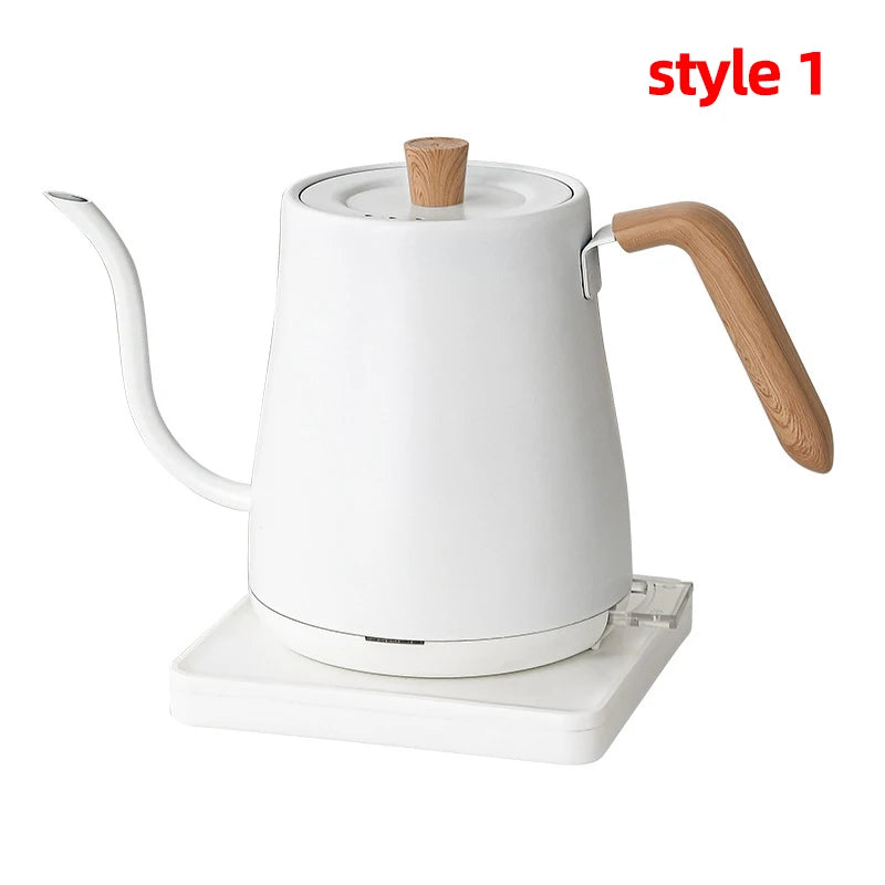 110V/220V Electric Kettle 800ml Hand Brew Coffee Pot Gooseneck Jug Slender Mouth Teapot 304 Stainless Steel Liner Kettle 1000W