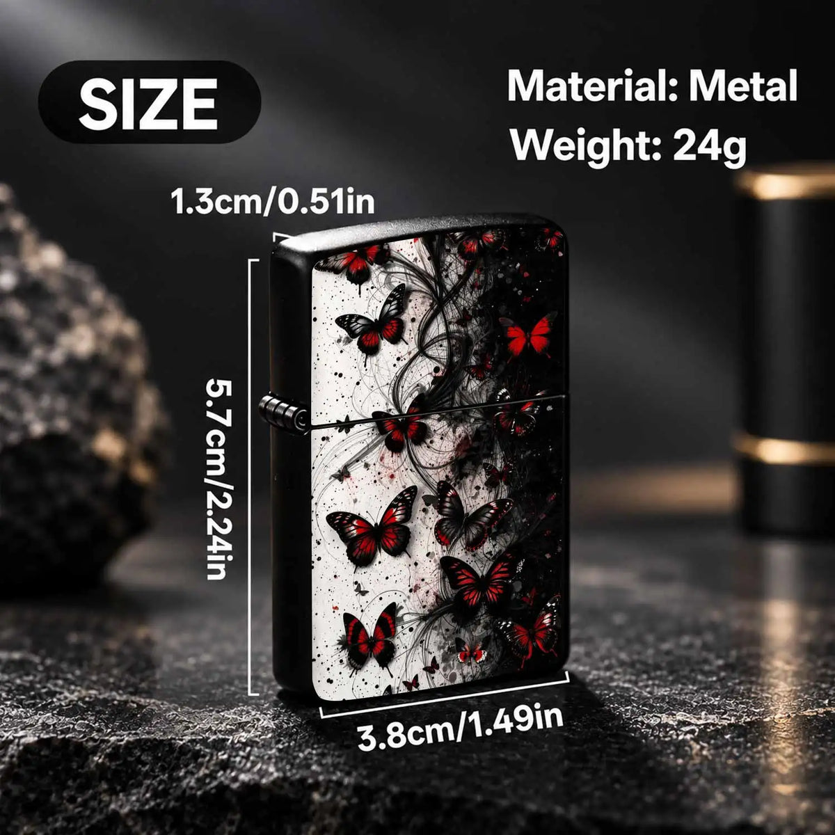 Exquisite Portable Igniter With Striking Red Black Dance Art Pattern, Stylish Atmospheric Practical Item For Daily Outdoor Camping Gathering Scenarios, Creative Premium Gift Choice With Distinct Unique Aesthetic A Humorous An