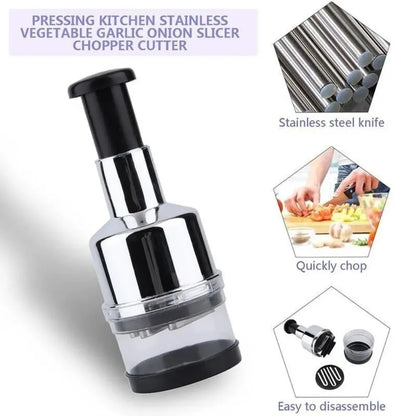 Hot Kitchen Magic Onion Chopper Vegetable and Fruit Salad Onion and Garlic Food Stainless Steel Handheld Chopper Slicer Peeler Vegetable Cutter Vertical Manual Chopper