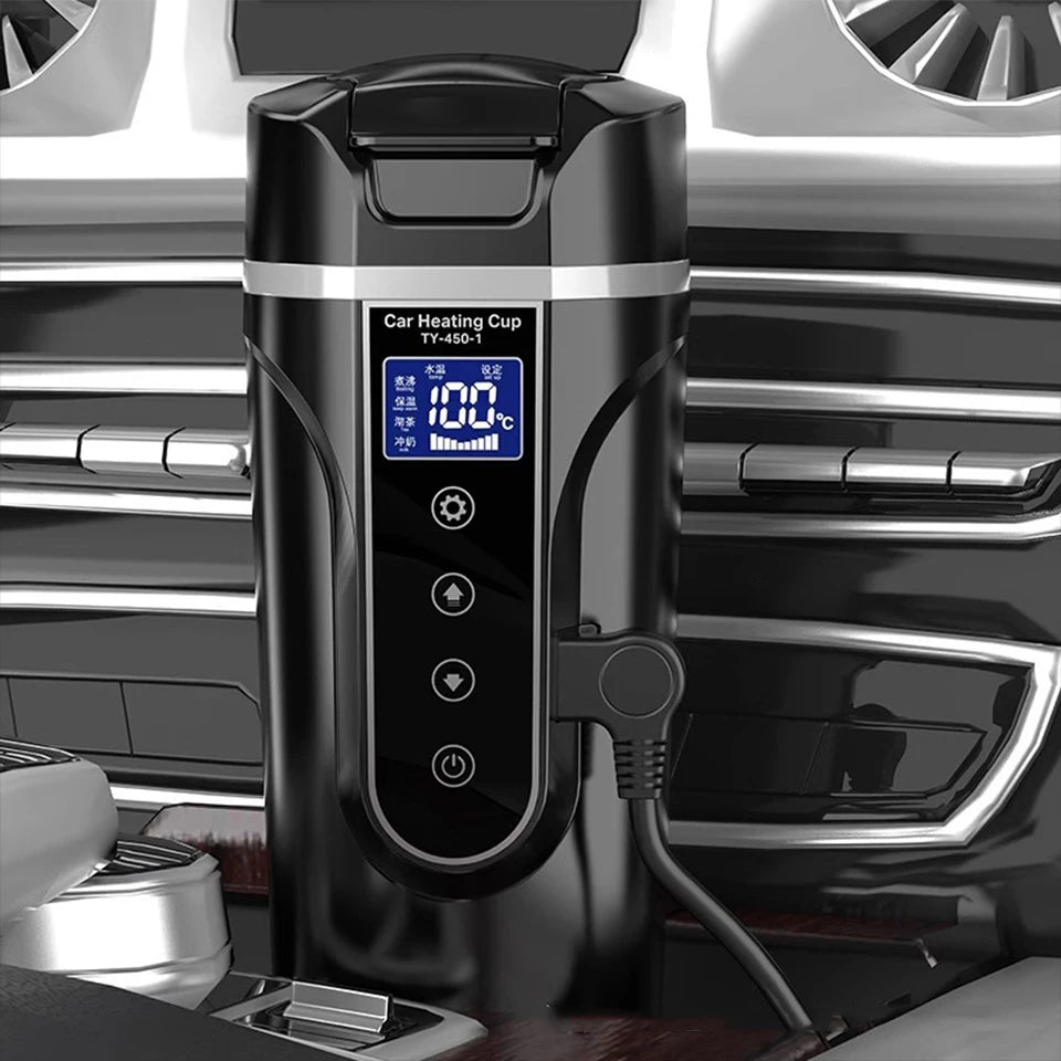 R31 450ml Car Heating Cup 12v/24v Portable Electric Kettle Smart Touch Screen Thermal Mug Temperature Adjustable Car Heating Mug