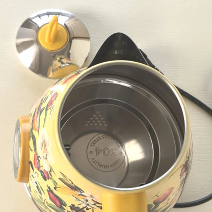 1850W Retro Printed Paint Electric Kettle With Temperature Display 304 Stainless Steel Boiling kettle Teapot Auto Power Off 1.7L