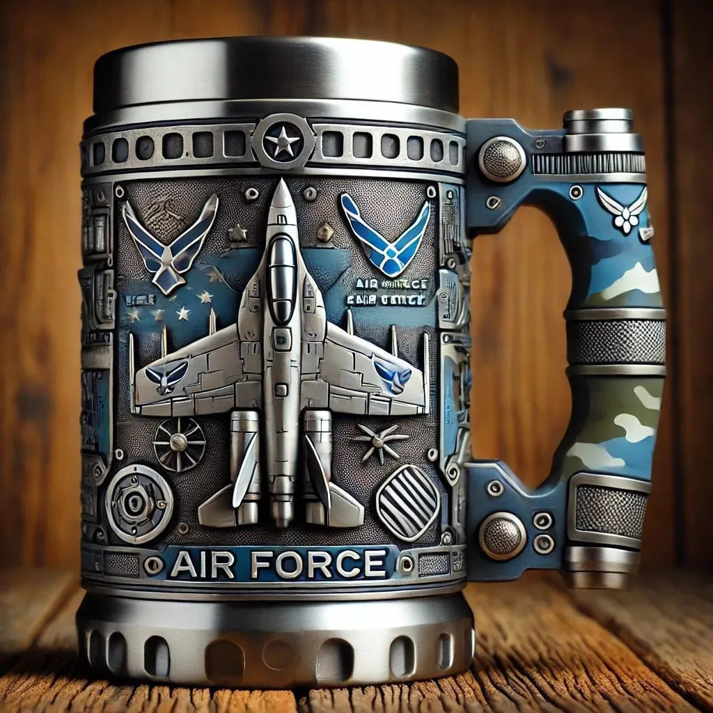1pcs Army Military Beer Mug Resin Stainless Steel Men Birthday Gift Coffee Navy Cup Air Force Anchor Plane Wine Mugs Wine New