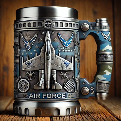 1pcs Army Military Beer Mug Resin Stainless Steel Men Birthday Gift Coffee Navy Cup Air Force Anchor Plane Wine Mugs Wine New