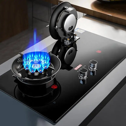 Kitchen Gas Stoves Home Dual Stove Kitchen Embedded Nature Gas/LPG Timing Stove Desktop Dual-Use Cooktop Gas Panel Gas Cooker