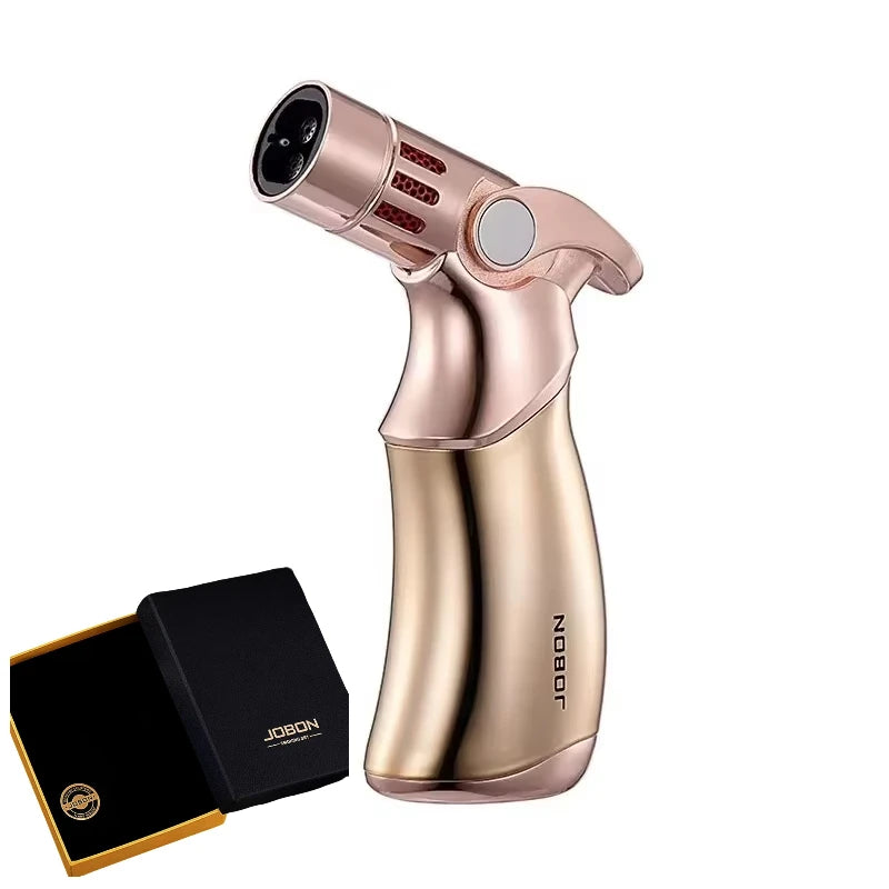 JOBON 4 Flame Jet Butane Gas Spray Gun Lighter Outdoor Windproof Metal Kitchen Baking BBQ Cigar Tool