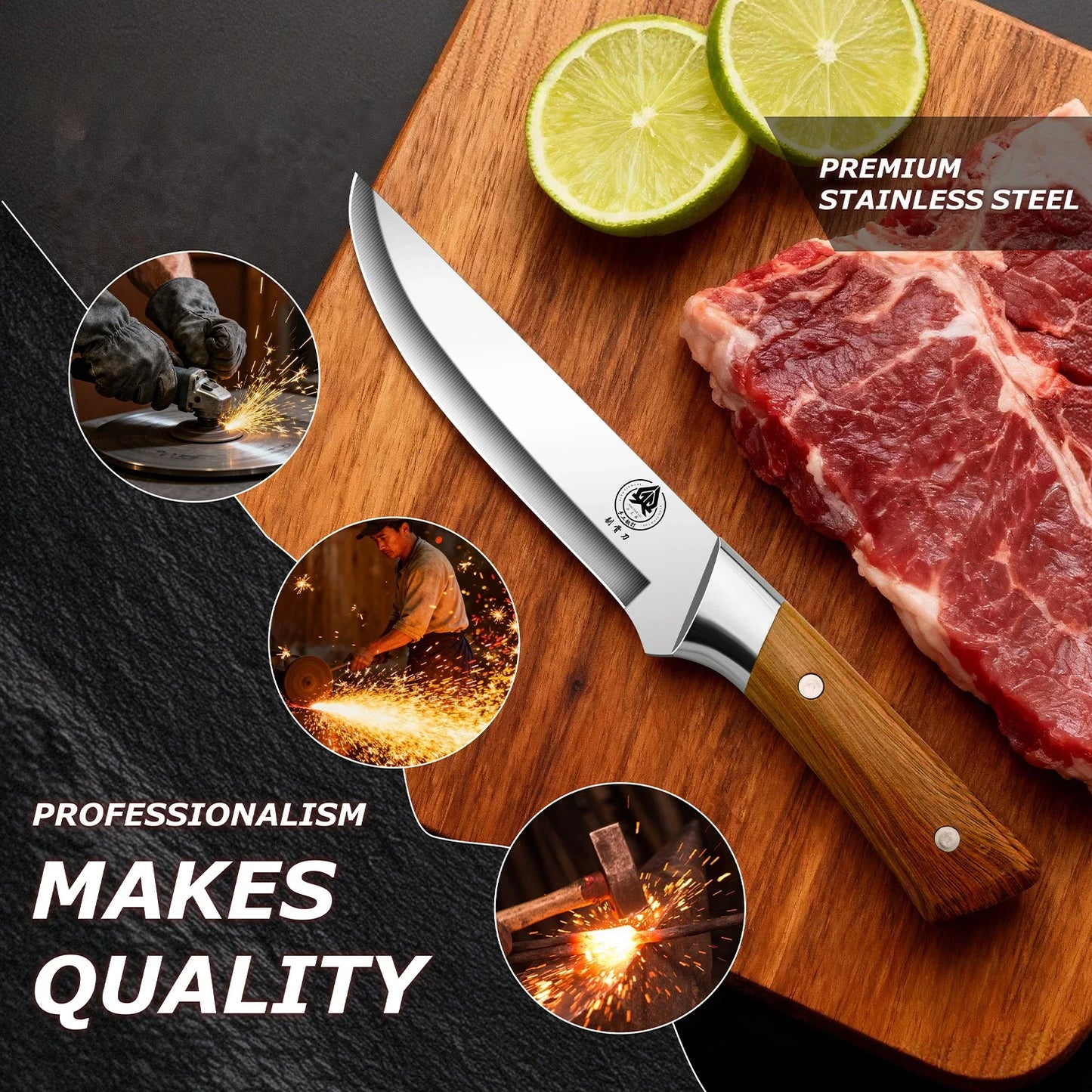 Meat cleaver Premium Stainless steel Kitchen knife Butcher's Special Boning knife Utility Cooking knives with knife set