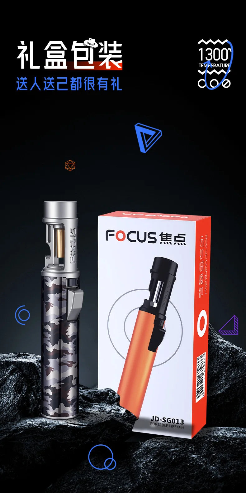 New Powerful Metal Gas Lighter Windproof Kitchen Cooking Torch Flame Jet Barbecue Smoking Accessories Cigar Lighters Men's Gift