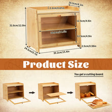 Bamboo Bread Box for Kitchen Countertop(Natural), Double Layer with Window,  Farmhouse Style Large Capacity Storage Container