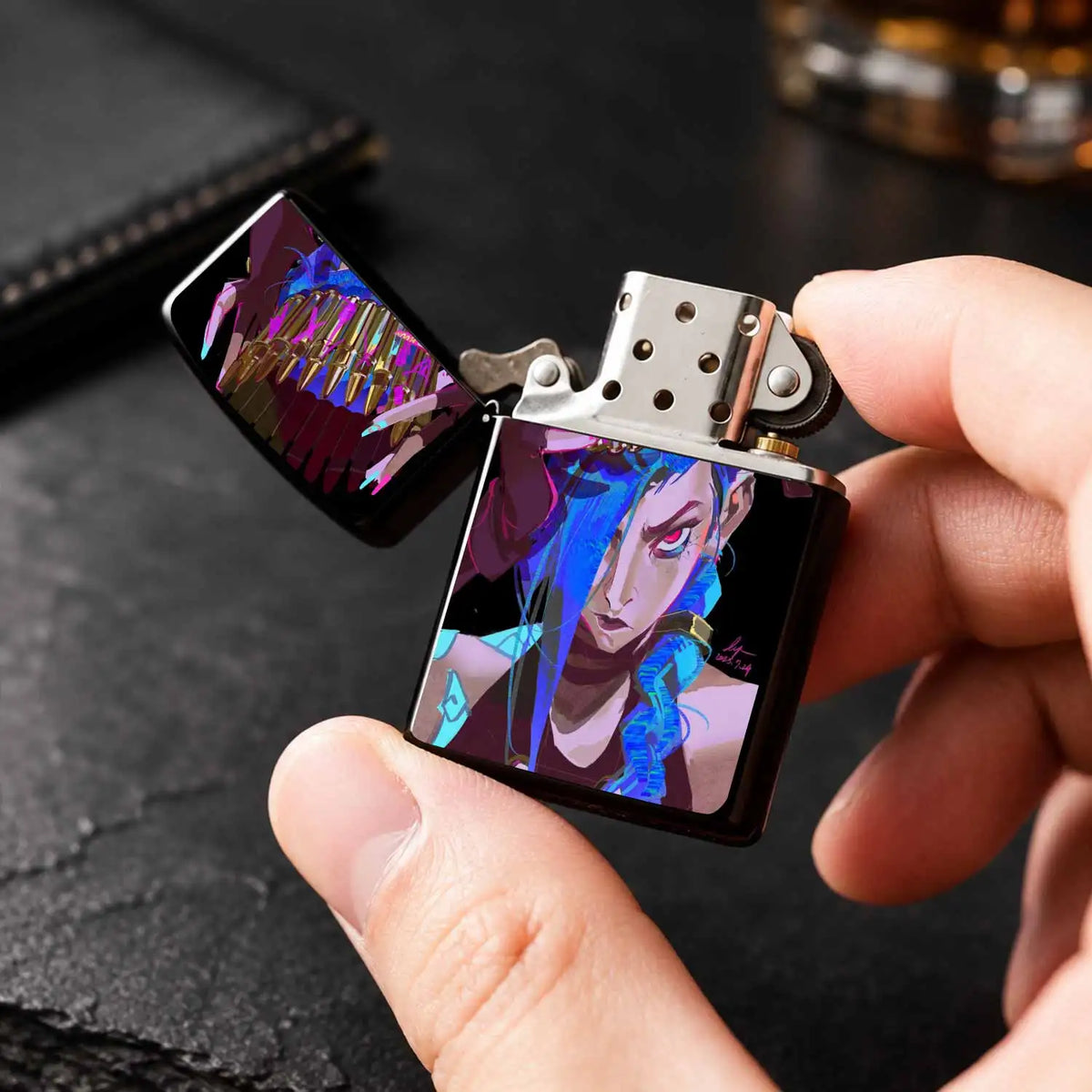 Creative Jinx Bullet Chain Themed Lighter, Stylish Cyber Neon Style Desktop Ornament, Portable Daily Use Ignition Tool, Ideal Gift For Friends And Fans For Collection, Trendy Peripheral For Birthday Holiday, Suitable For All