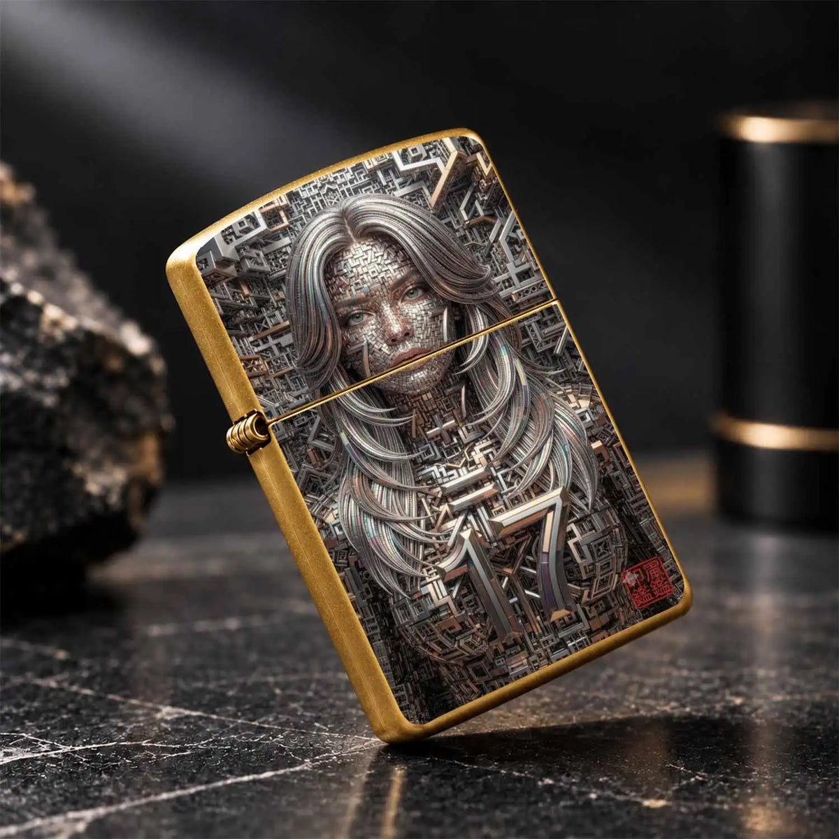 Futuristic Cyber Geometric Constructed Figure Lighter, Unique Artistic Design Trendy Item, Perfect For Lighting Incense Candles, Outdoor Trips And Various Daily Scenarios, Exquisite Portable High Aesthetic Practical Gift For