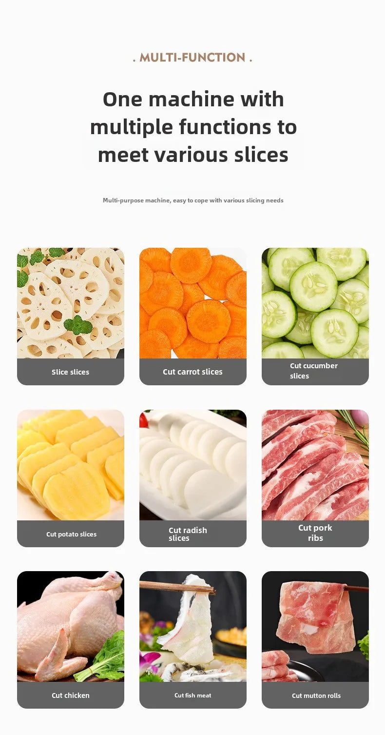 Multi-Functional Manual Meat Slicer - Stainless Steel Home & Commercial Slicing Machine for Lamb, Beef & Frozen Meat Cuts
