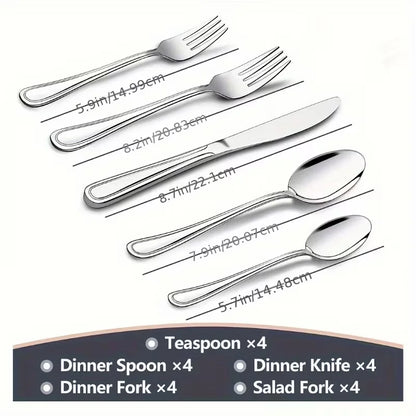 20-Piece Stainless Steel Flatware Set (Includes Knives, Forks, and Spoons) — Ideal for Western Dining & Restaurant Use | Suitabl